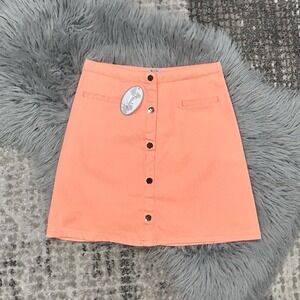 Frenchie Mini Couture Girls Neon Orange Button Front A-Line Mini Skirt Size 8